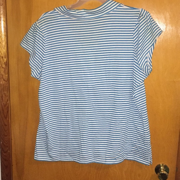 Dots Plus Size 3x white and teal striped top - Picture 3 of 8